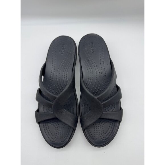 Crocs Black Sanrah Strappy Sandal Slide On Shoe Women Size 7 - Picture 7 of 11